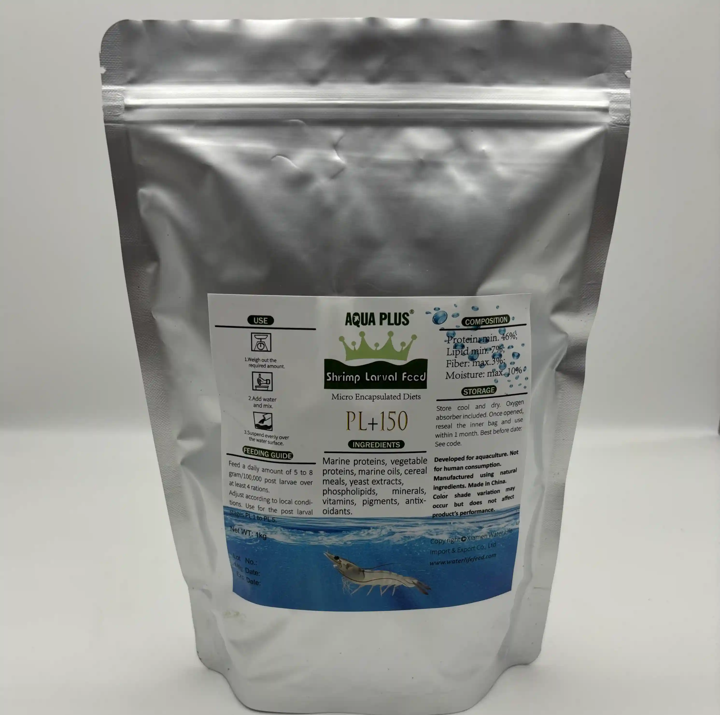 อาหารกุ้งที่ดีที่สุดสำหรับกุ้ง Aquaplus PL+Micro Encapsulated Diets